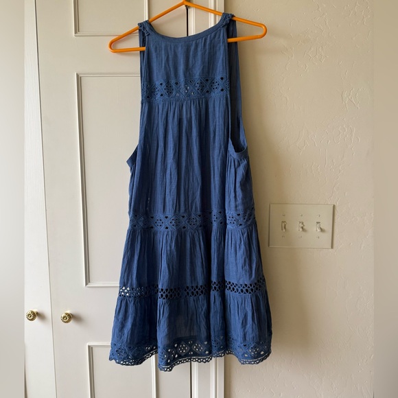 NWT Free People Adelaide Tunic Top Eyelet in Indigo Size L - Picture 10 of 12